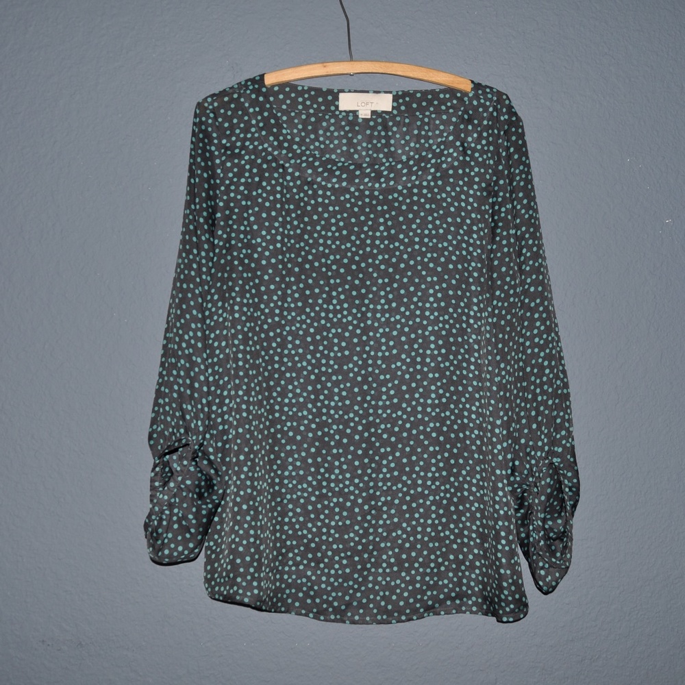 3/$20 ANN TAYLOR Polka Dot Sheer 3/4 Sleeve Blouse - Picture 1 of 8